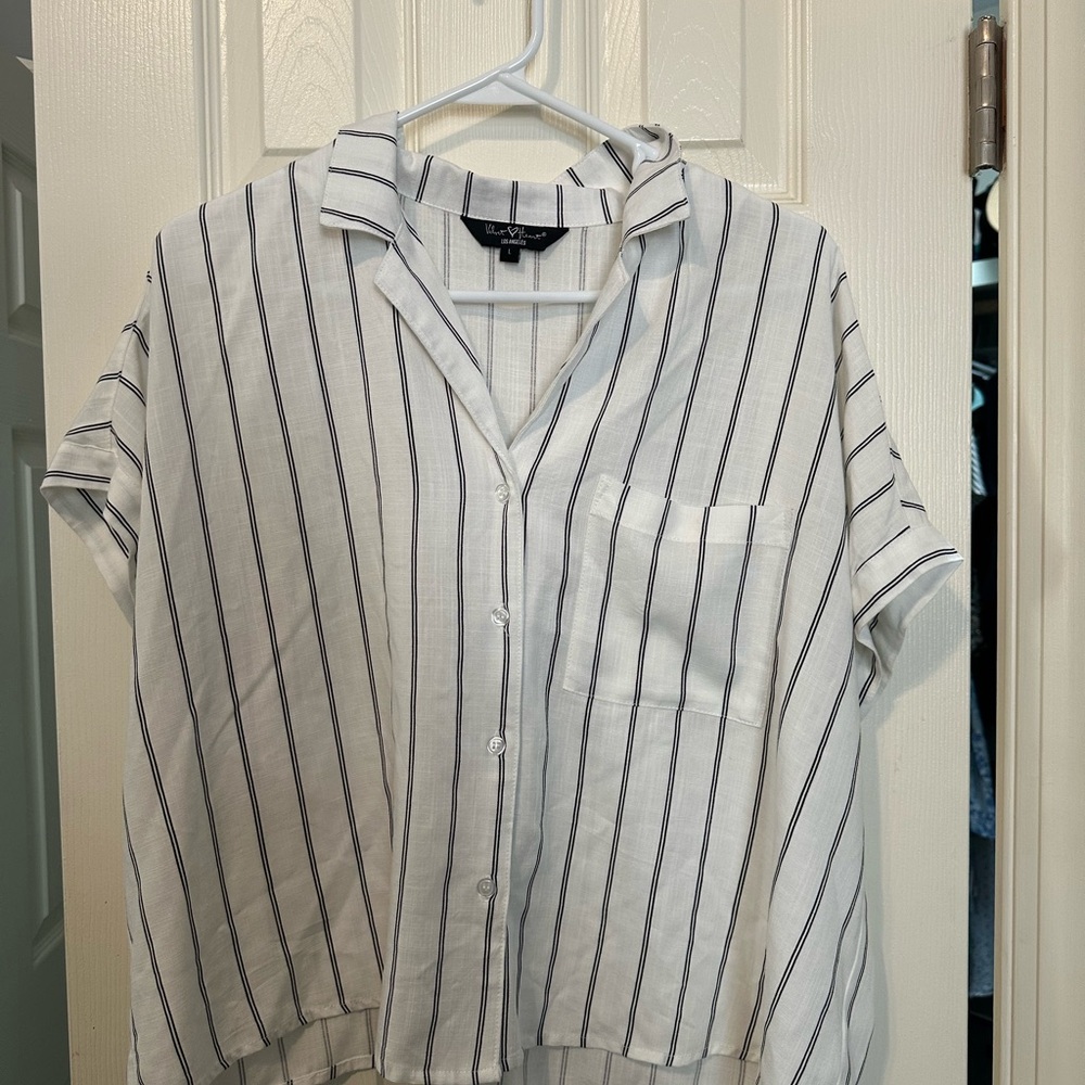 Velvet Heart White and Black Striped Shirt